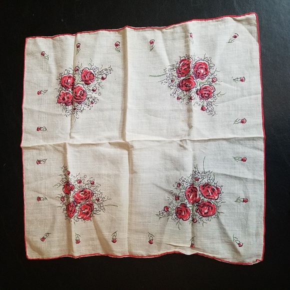 Real Vintage Lot of 2 Floral Handkerchiefs - Picture 6 of 7